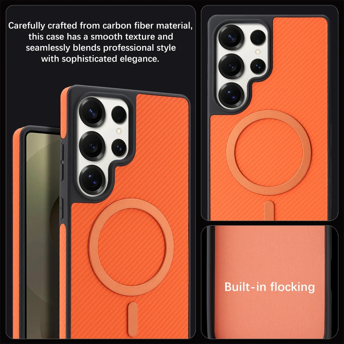 Luxury Ultra Thin Carbon Fiber Leather Magnetic Phone Case