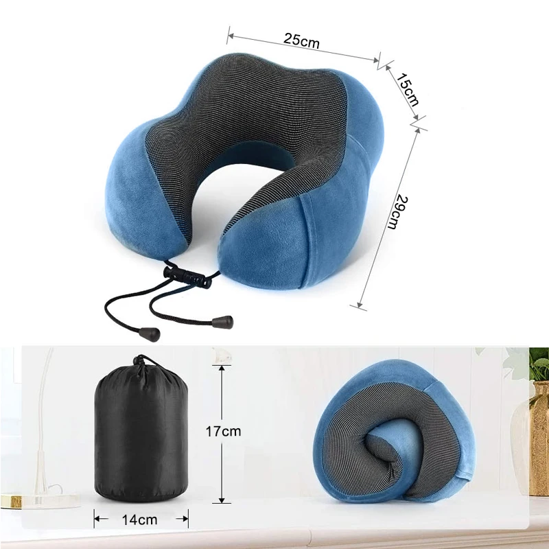 Cuscino per il collo in Memory Foam a forma di U cuscino da viaggio morbido  massaggio biancheria da letto sanitaria cervicale per il riposo del sonno  auto aereo e uso domestico