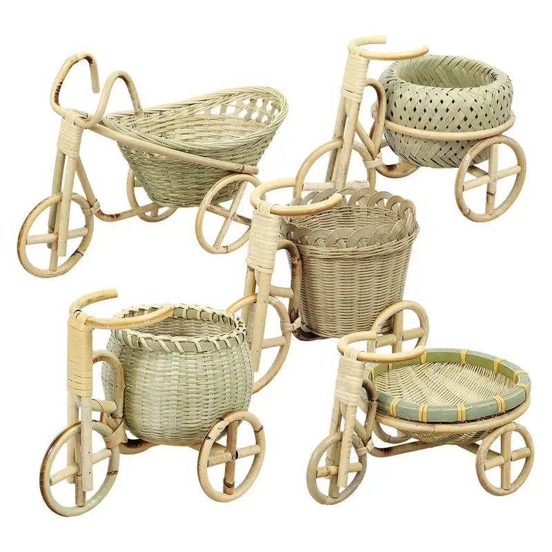 

Трехколесная корзина для фруктов, Бамбуковая плетеная корзина для хранения фруктов и еды, органайзер для хлеба, художественное ремесло, Кухонное украшение