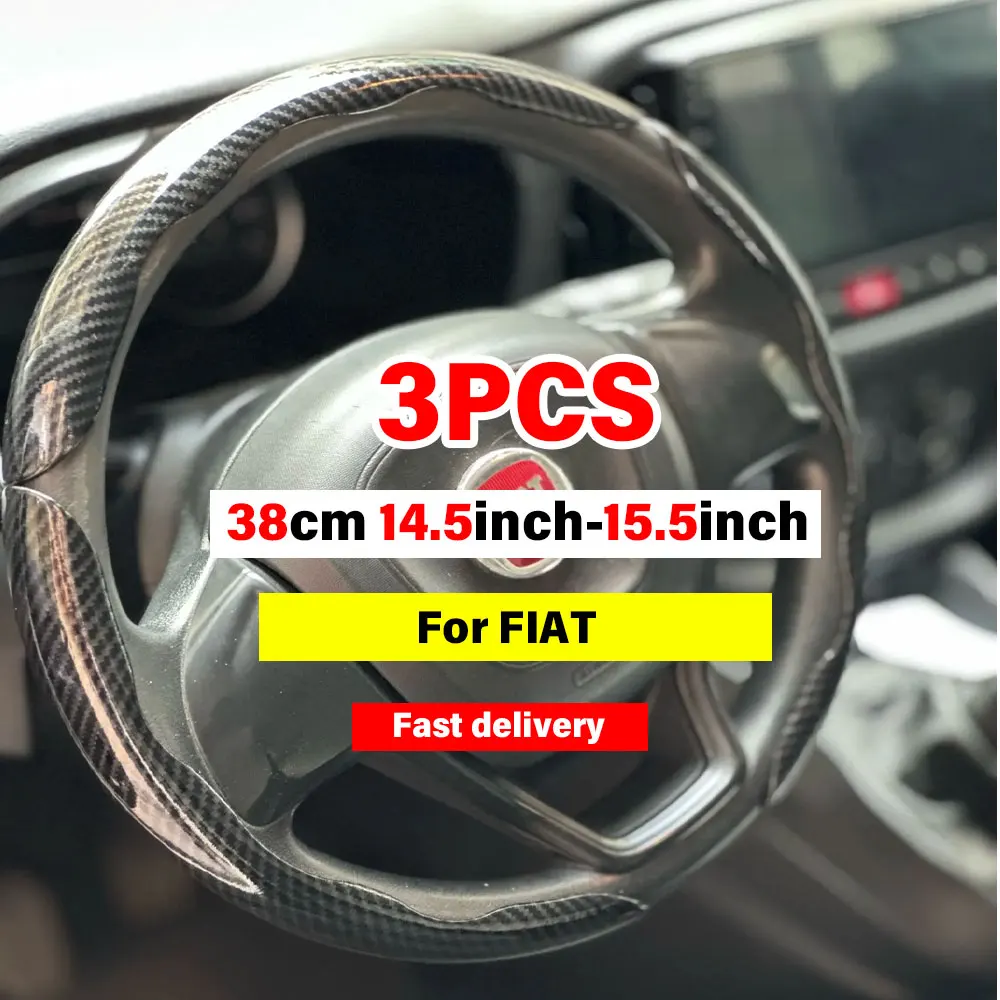 

Car Steering Wheel Cover Carbon Fiber Silicone Booster Cover Auto Accessories For FAIT 500 500x Abarth Panda UNO Mille Ducato