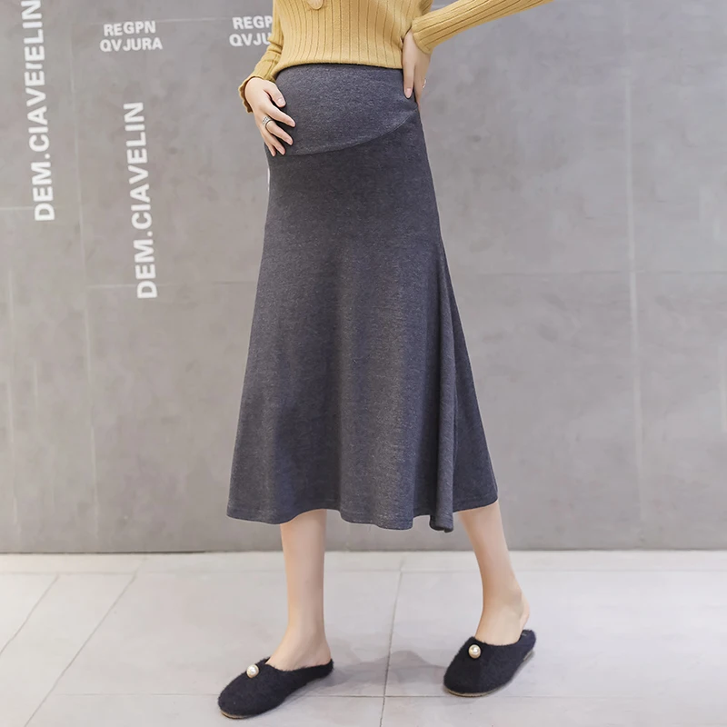O68402# Pregnancy Skirt Skirts Women Trendy Fashion Mom Spring Autumn High Waist Stylish Knitted Mid-Long Maternity Skirt