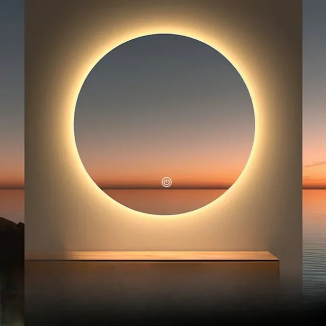 กระจกห้องน้ำ กระจกติดผนังพร้อมไฟสติ๊กเกอร์ตกแต่ง ขนาดใหญ่ สำหรับแต่งหน้า โกนหนวด อาบน้ำ กระจกอัจฉริยะ ติดผนังห้องน้ำ ไฟ LED 1