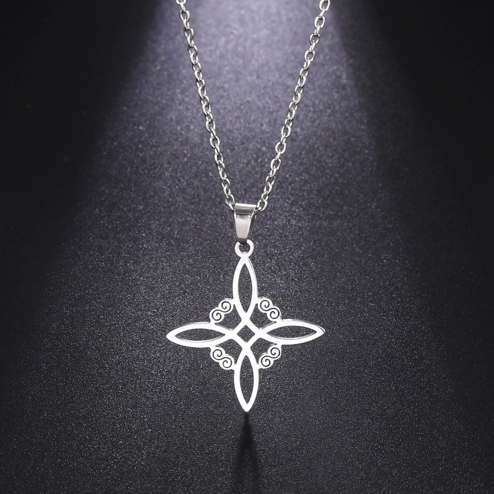Skyrim Wicca Hexerei Hexenknoten Halskette Edelstahl Halsband Halsketten Vintage Amulett Supernatural Schmuck Geschenk für Frauen
