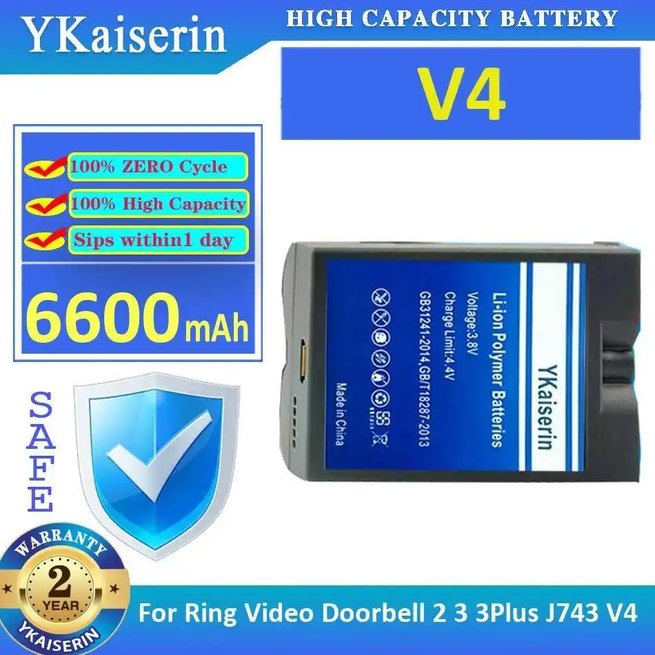 Türklingel-Überwachungsbatterie 6600 mAh für Ring Video 2 3 3 Plus J743 V4 umweltfreundlich