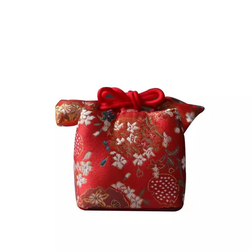 Thickened Handmade Storage Travel Bag, Tea Caddy Teacup Tea Set, Teapot Medium Cloth Bag, Tea Accessory, Embroidery Hand Bag