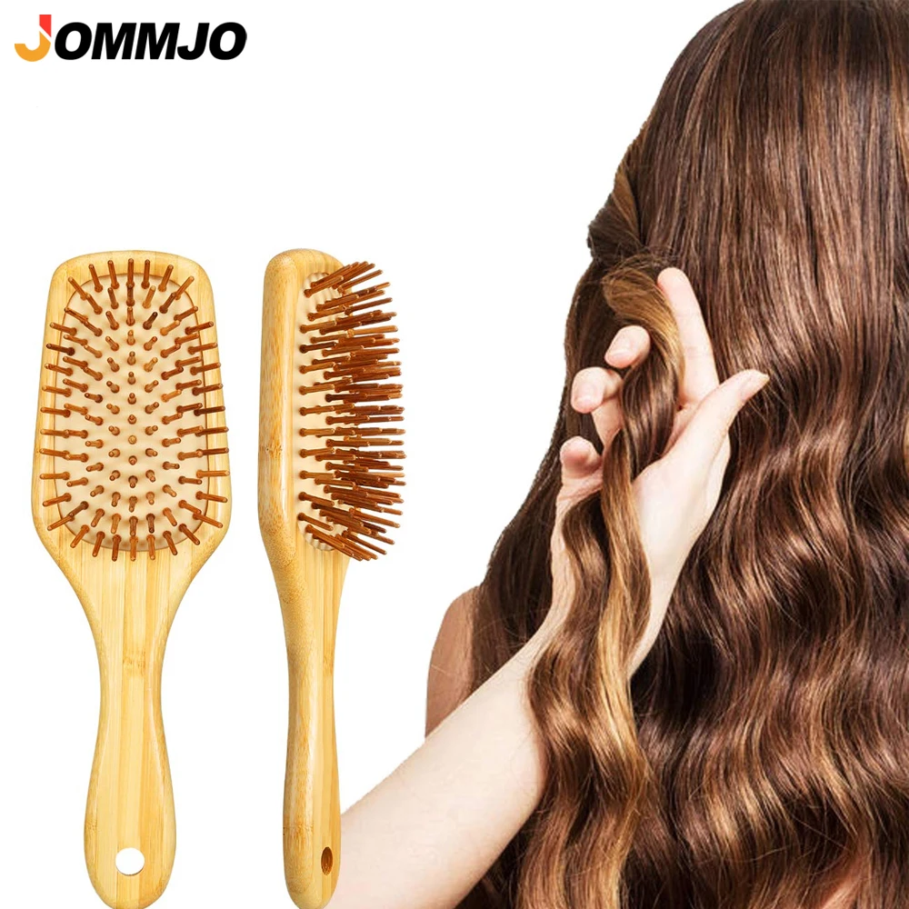 custom name bamboo hair brush women mini bamboo comb paddle detangling hairbrush with nylon pins wood comb brosse cheveux femme Bamboo Hair Brush with Paddle - Wood Bristles for Detangling and Gently Massaging Scalp, Reduces Frizz and Static