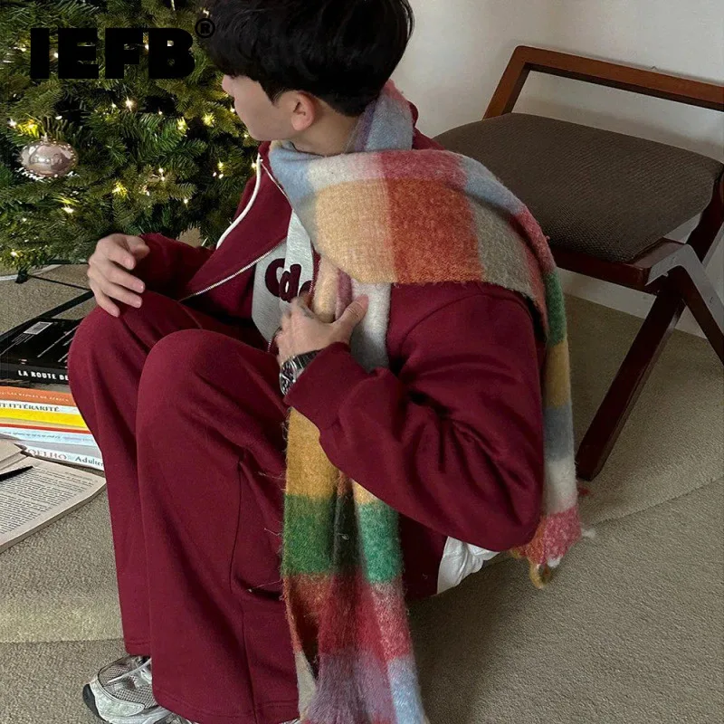 

IEFB Fashion Men's Scarf Casual Thick Warm Autumn Winter Korean Style Trend Scarf Large Shawl Elgance Male Decorate 9C3355