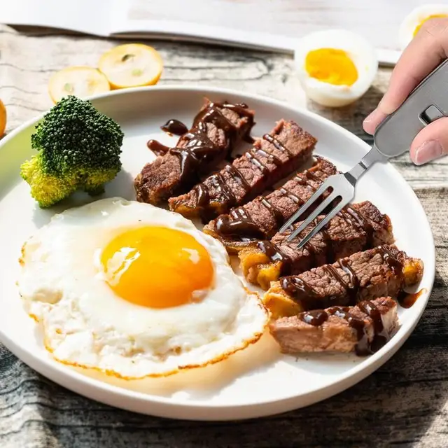 Outdoor Tableware Set Spoon Fork Knife Bottle Opener Stainless Steel 4 in 1 Foldable Camping Cutlery Set Picnic Utensil Set 2