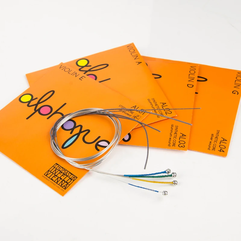 Thomastik-Infeld ALPHAYUE Violin Strings Set AL100 4 Strings Synthetic Core Tin Carbon Steel E Medium Tension Ball End 4/4 Size