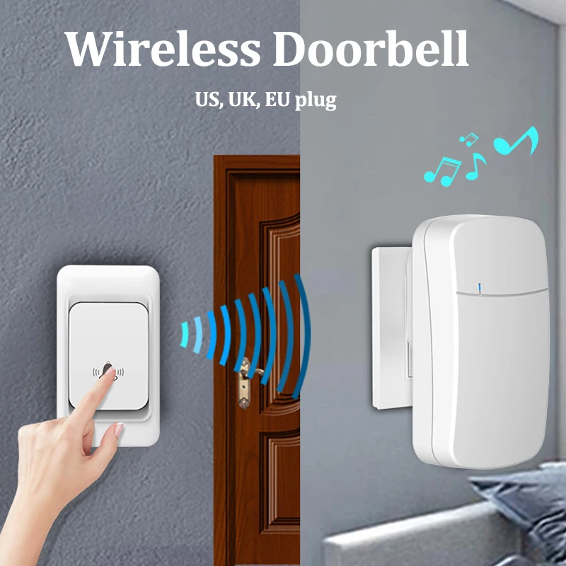 

Outdoor Wireless Doorbell waterproof House Chime Kit EU UK US Plug Home Garden Remote Welcome My Melody Door Bell