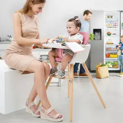 Chaise haute réglable en bois massif pour bébé, Table à manger multifonctionnelle pour enfant 
