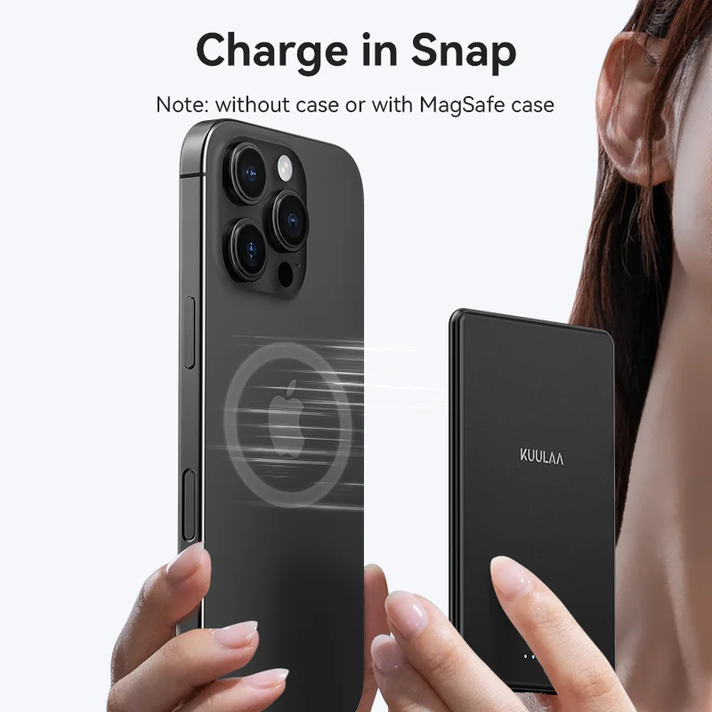 KUULAA Thin Wireless Power Bank Magnetic 5000mAh Portable Fast Charging 20W External Battery for Magsafe For iPhone 16 15 14 13 3