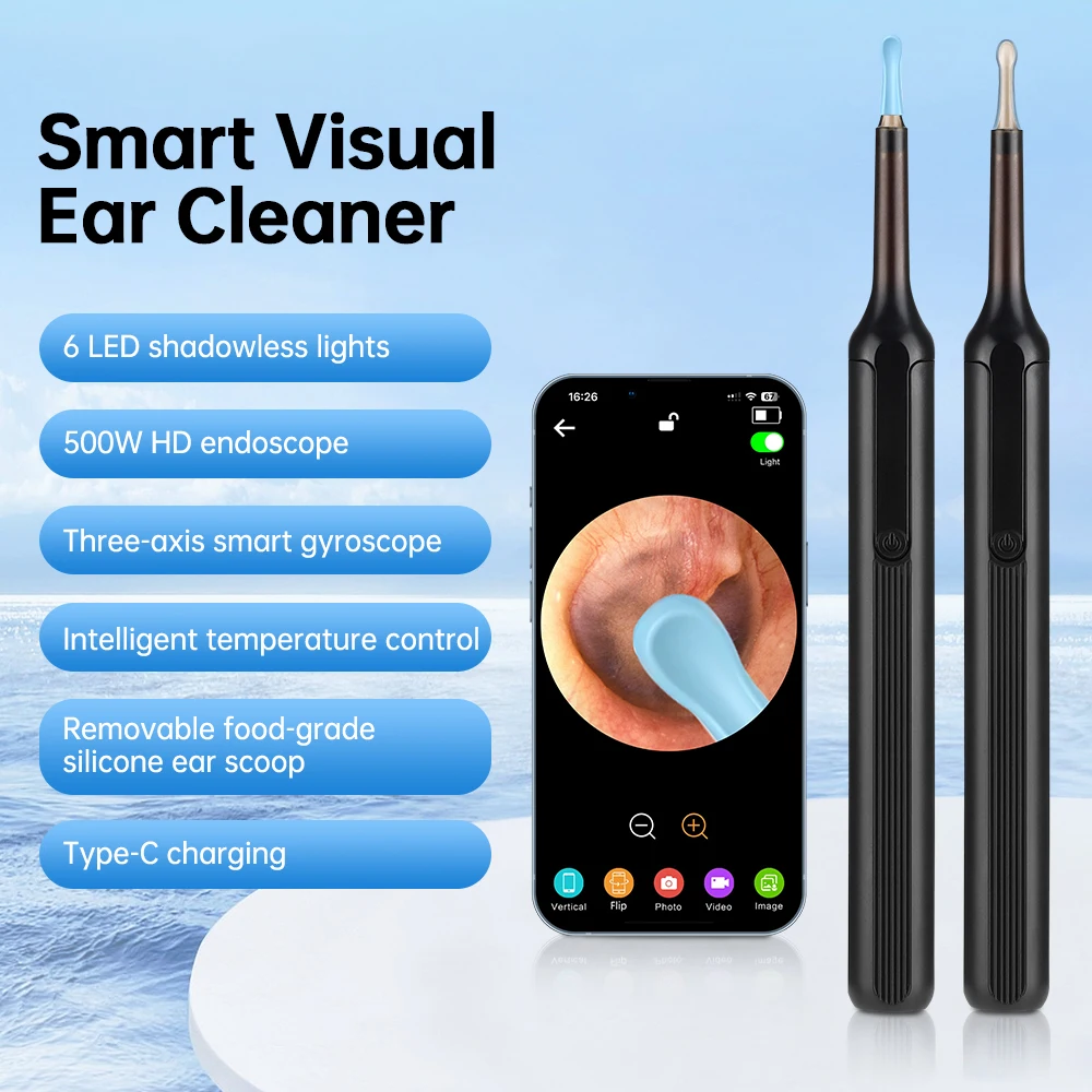 30W High-definition Smart Visual Ear Cleaner Wireless Earwax Cleaner 6 LED 3.0mm Ear Wax Removal Tool Smart Ear Cleaning Spoon
