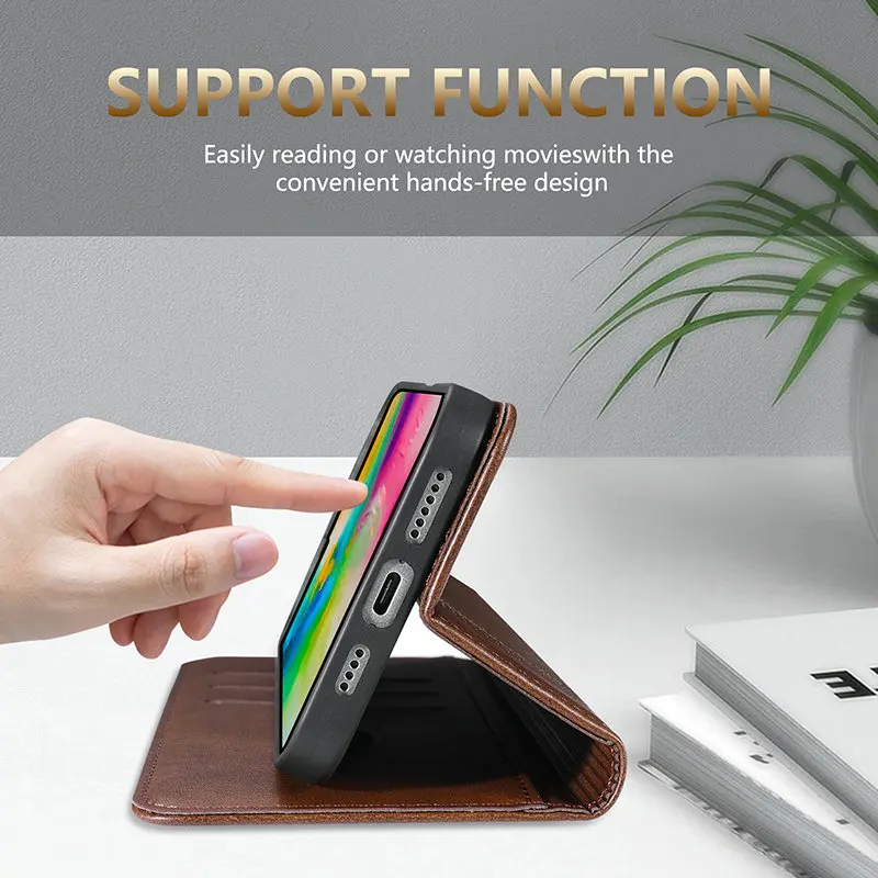 Luxury Magnetic Leather Texture Wallet Case