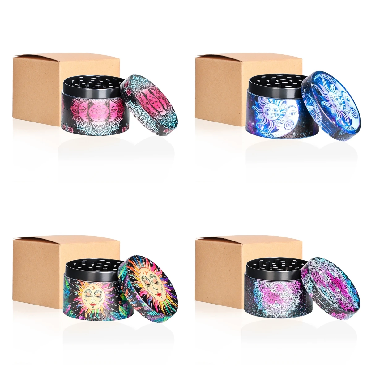 Herb Grinder Metal 4 Layer 50MM 2 Inches Smoke Accessories Cigar Zinc Alloy Pattern Travel Gift