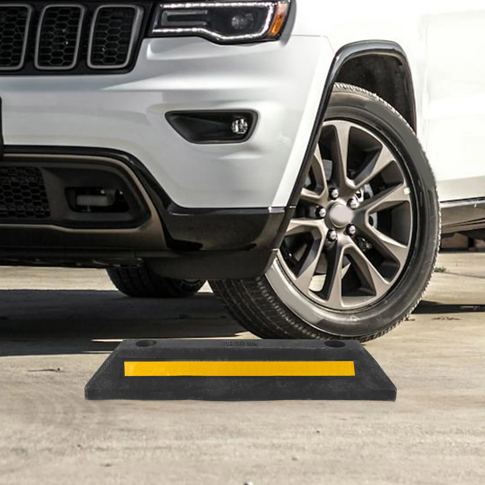 Rubber Stopper Car Tire Stops for Garage Floor Heavy Duty Parking Curb Vehicles Indicator Wheel With Yellow Reflective Tape