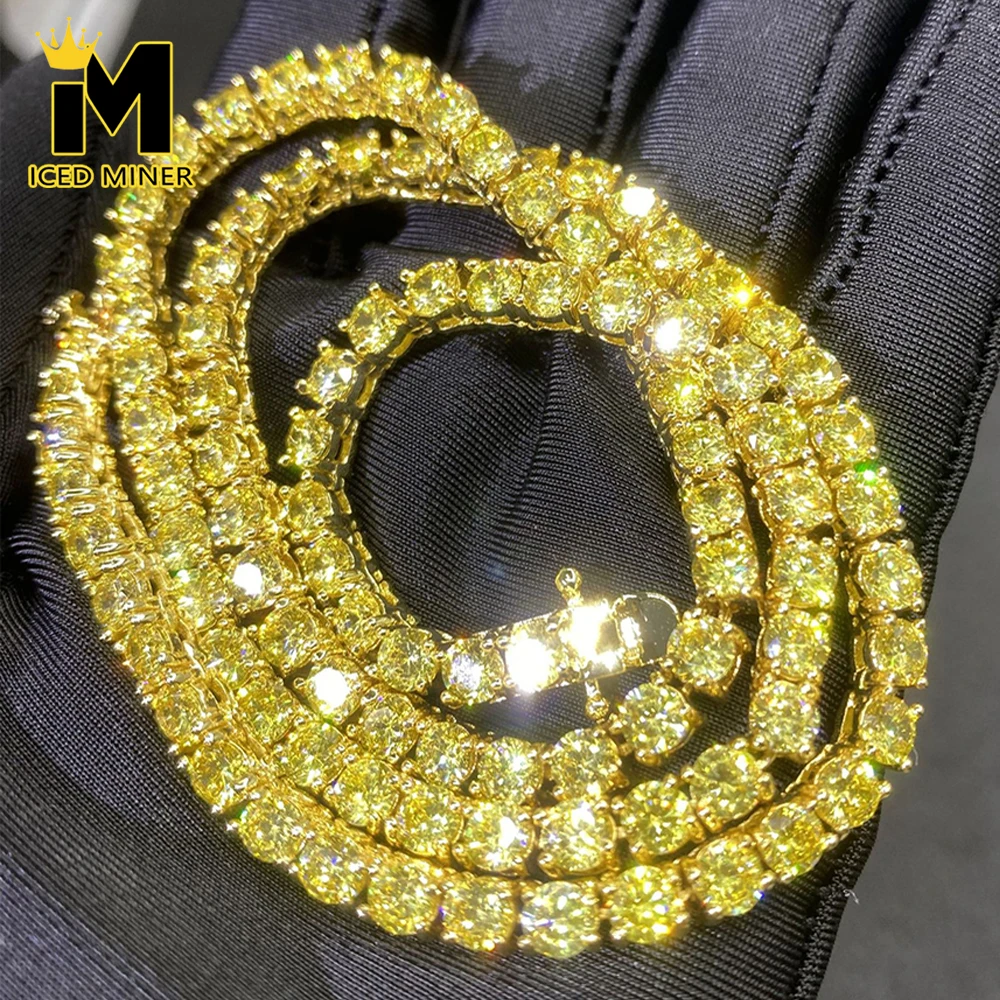 GoldColorZirconBlingTennisChainNecklacesForWomenMenNoFade