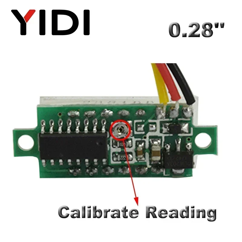 0.28 인치 DC 0-100V LED 디지털 전압계 DC2.5-30V 자동차 오토바이 빨간색 녹색 파란색 LED 전압 판독 교정 가능 테스터 미터