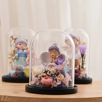 Diameter=25 Different Height Big Size Glass Dome Vase Log Antique Black Base Transparent Cover Friend Gift Wedding Decoration 1