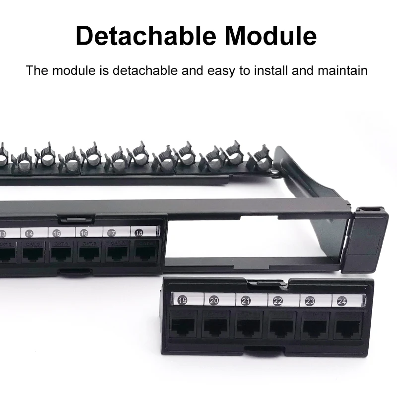 Suporte 1u 24 Portas Cat6 Painel de Remendo Adaptador de Rede Rj45 Jack Keystone Quadro de Distribuição Modular Oray19 - Imagem 6