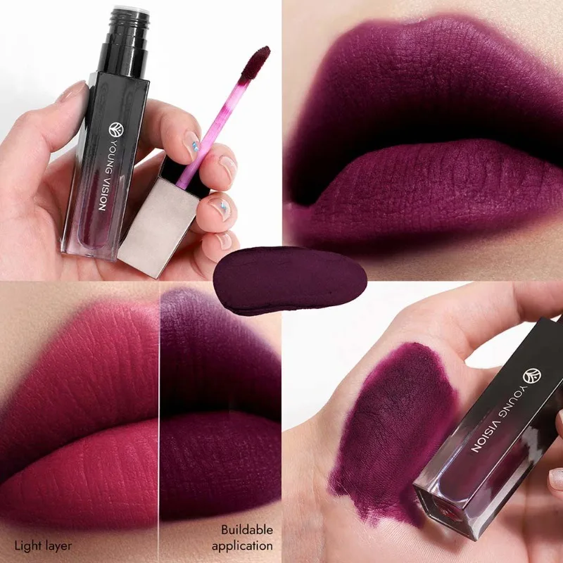 Silky Soft Velvet Matte Lip Cream 6 Colors Long-lasting Non-drying Lip Mud Smooth Non-stick Cup Matte Red Purple Tint Lip Makeup