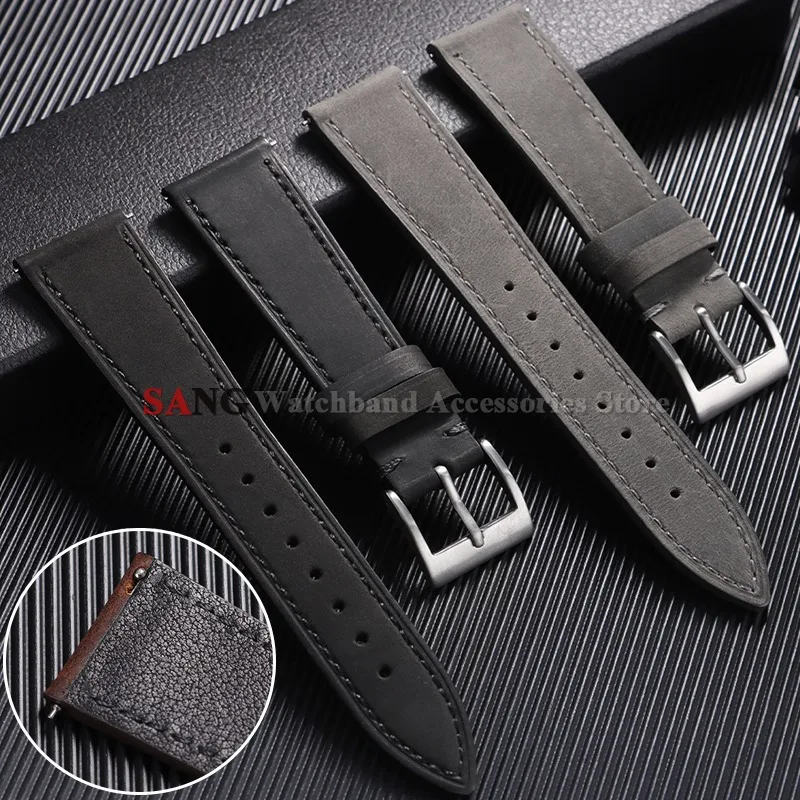 Vintage Retro Calfskin Leather Quick Release Watch Band Bracelet