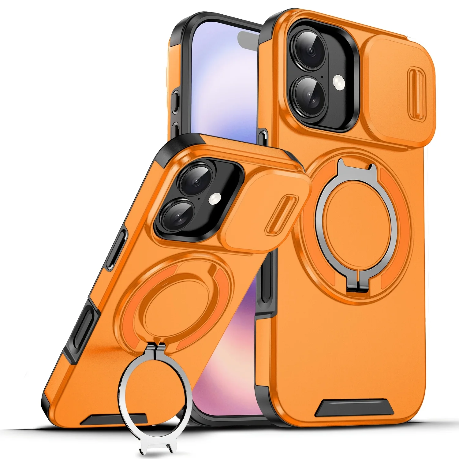 Luxury Heavy Duty Armor Magnetic Case with Slide Camera Protector and PC Back Cover
