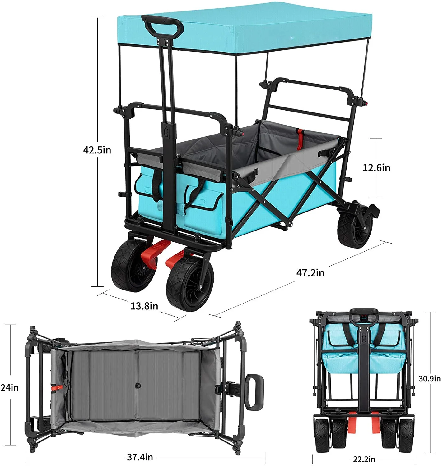 Carro plegable pala 390 mm, Carro plegable de una capacidad de carg