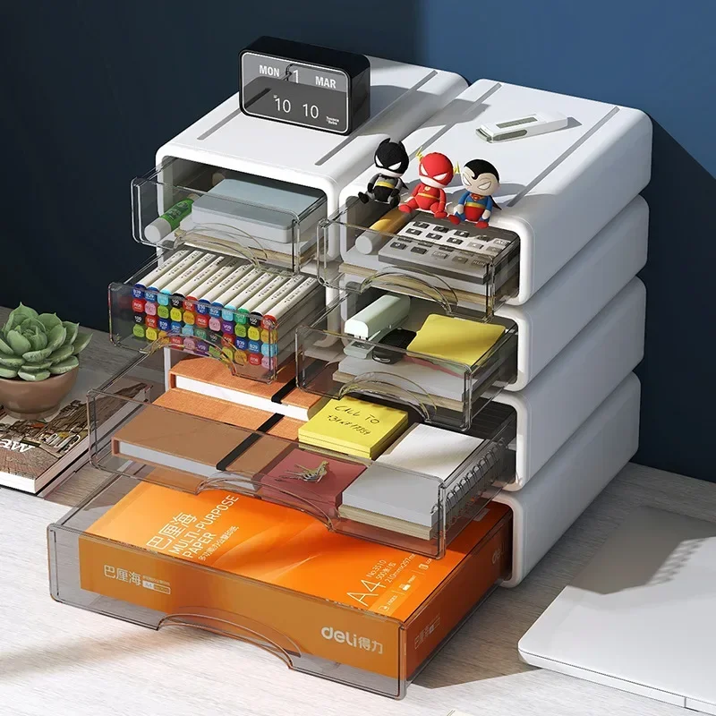 Plastic Box Desktop Organizer Drawer Makeup Storage Box Stackable Jewelry Container Large Mask Office Storage Medicine Dustproof 3