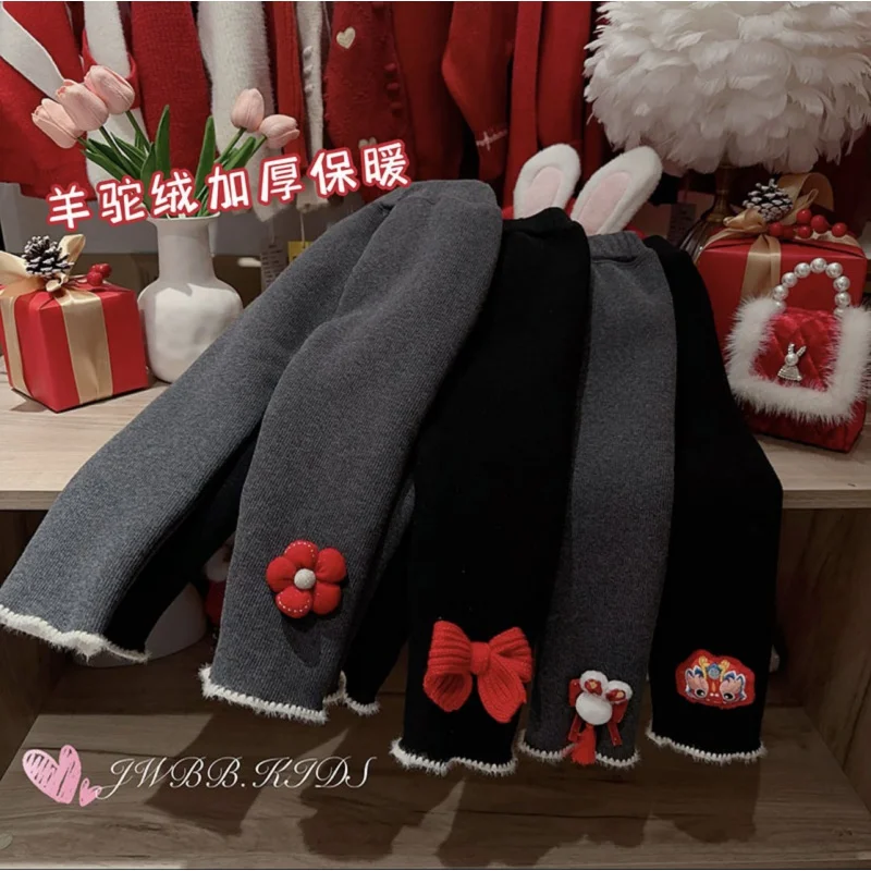 

Little Girl Leggings Fleece-lined Autumn and Winter Thickened Integral Velvet Fashionable Outer Wear Baby Girl Winter Pants