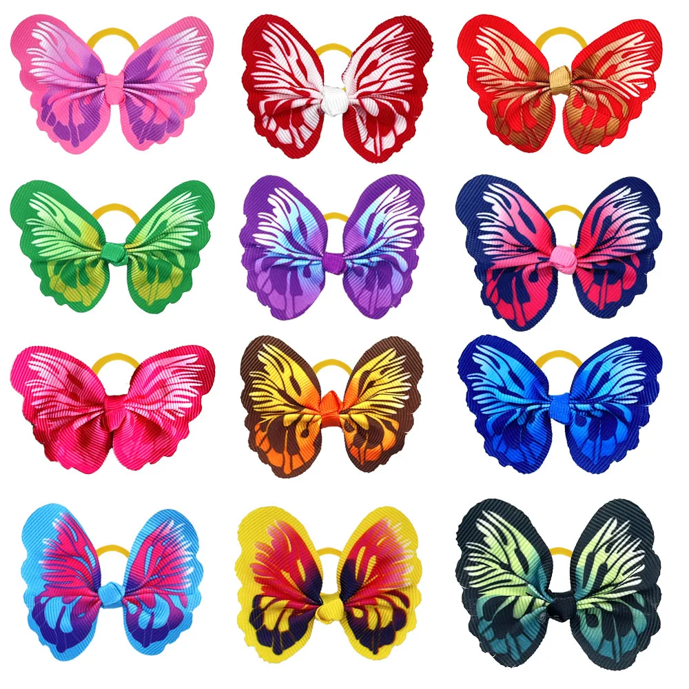 

50/100/200pcs Dog hair accessories Butterfly design Dog Pet hair bows Rubber bands Pet grooming products Fashion Pet Supplies