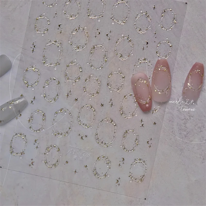 1pcs Jelly Nail Stickers Shiny French Ice Crystal Stars Love Self Adhesive Stickers For Nails DIY Valentine's Day Decorat Decals 2