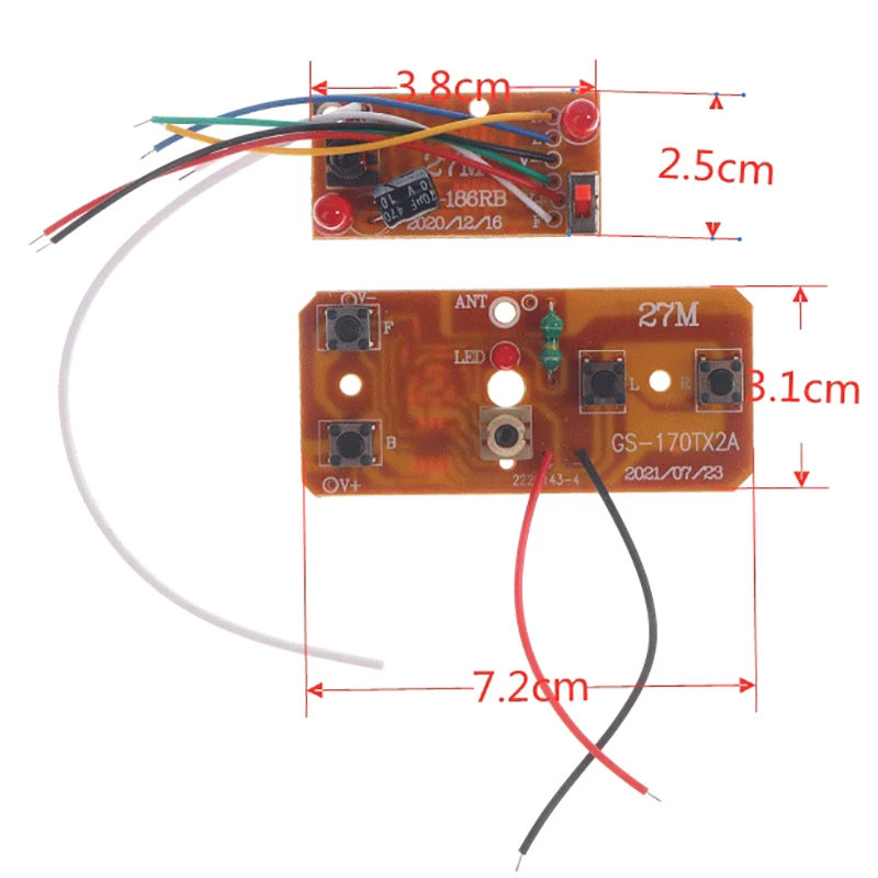 Scheda ricevitore trasmettitore PCB circuito telecomando 2.4G 4CH RC 27 MHz con antenna radio per camion auto RC - immagine 6
