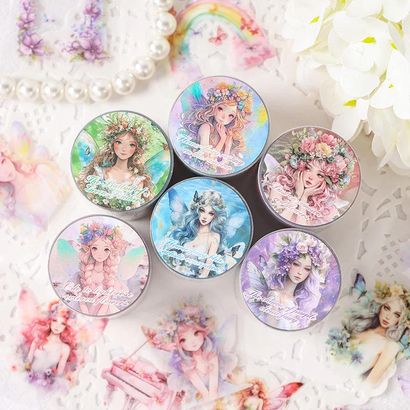 다채로운 플라워 무브먼트 시리즈, 레트로 크리에이티브 장식, DIY pet 테이프, 12PCs/로트