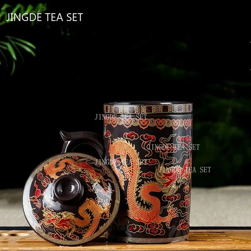 Authentic Purple Clay Teapot Dragon Pattern Tea Cup Large Filter Tea Maker Pu'er Teacup with Handle Master Cup Home Tea Set