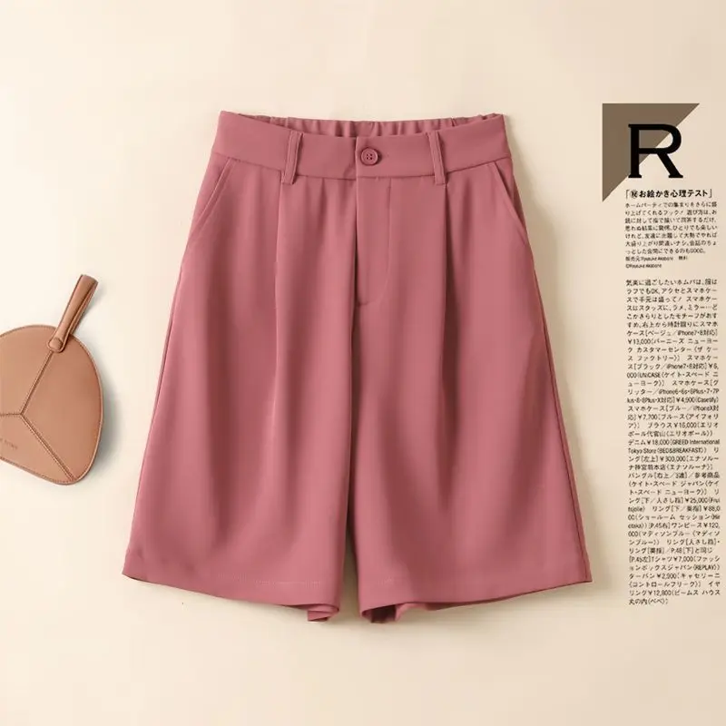 2023 Summer New Women's Clothing Loose High Waist Casual Sagging Sensation Solid Color Wide Leg Trend Fashion Commute Shorts