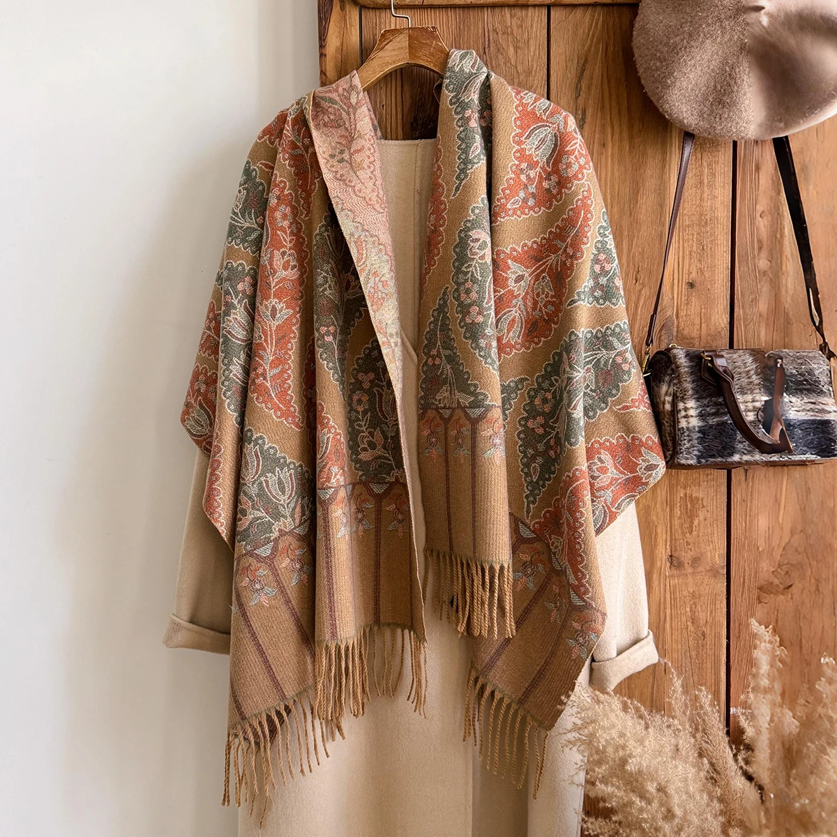 2025 Luxury Brand Winter Cashmere Scarf for Women - Tasseled Grid Printed Shawl, Warm Pashmina Wrap & Foulard Poncho