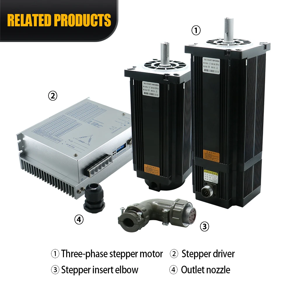 HLTNC 130BYG350D Nema52 50Nm 3상 브레이크 스테퍼 모터 Nema52 및 HB3722MA 드라이버 키트 (CNC 라우터, 선반, 밀링 머신용)
