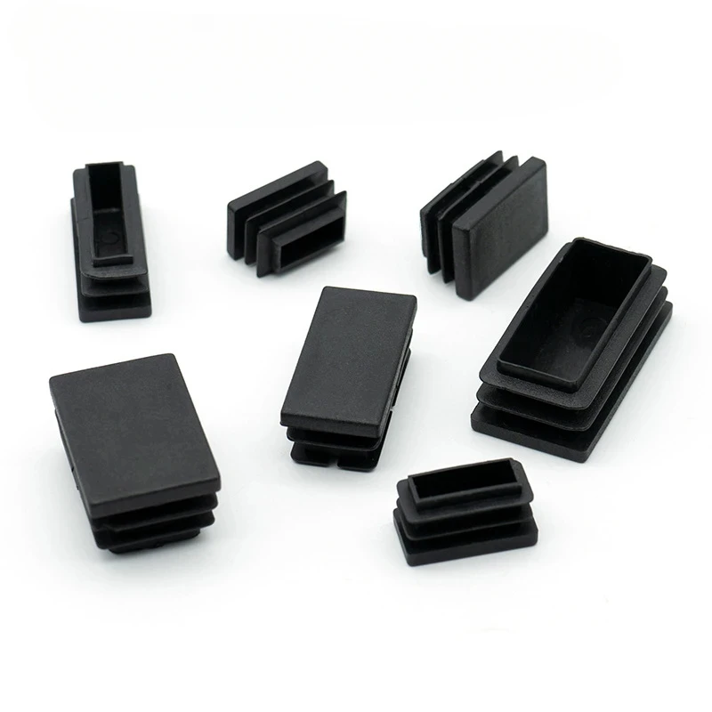 10x15mm-25x50mm Rectangle Plastic Black Blanking End Cap Caps Steel Tube Pipe Inserts Plugs Bung