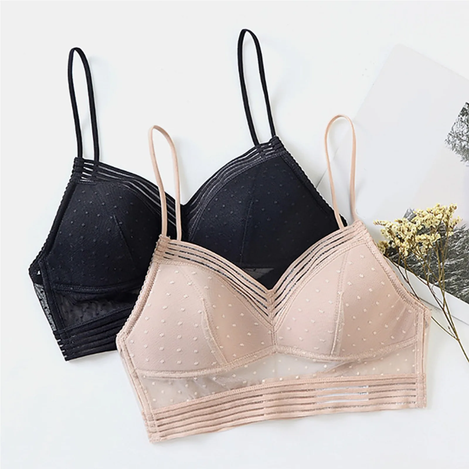 Low Back Wireless Lifting Lace Bra Bralette Ladies U Backless