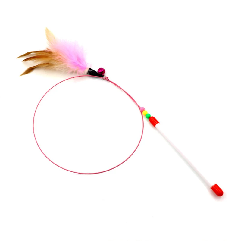 Replaceable Cat Toy Simulation Feather Toy Cat Teaser Stick Toy With Bell Cat Wheel Cat Teasing Cat Accessories Playground Gato