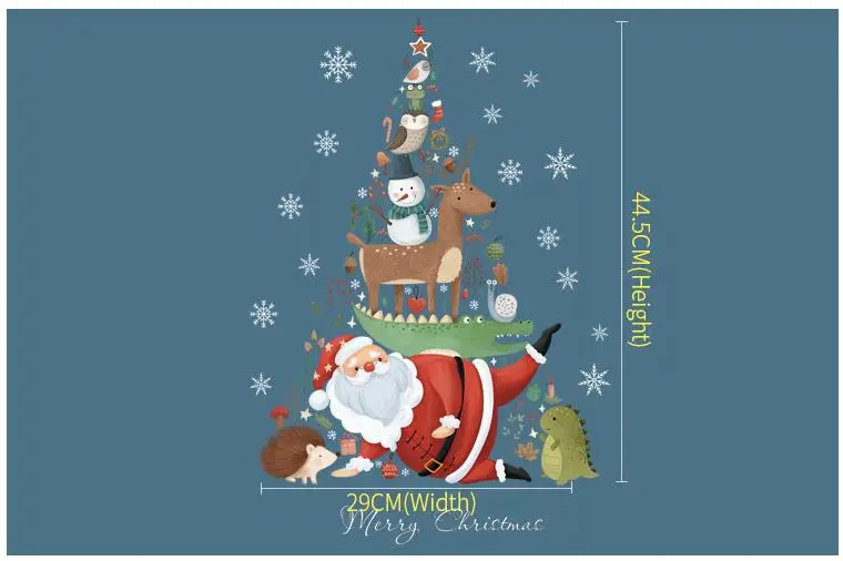 New Christmas Decoration Window Stickers Santa Gifts Merry Christmas Mirror Sticker Xmas Tree Window Glass Sticker New Year 2023