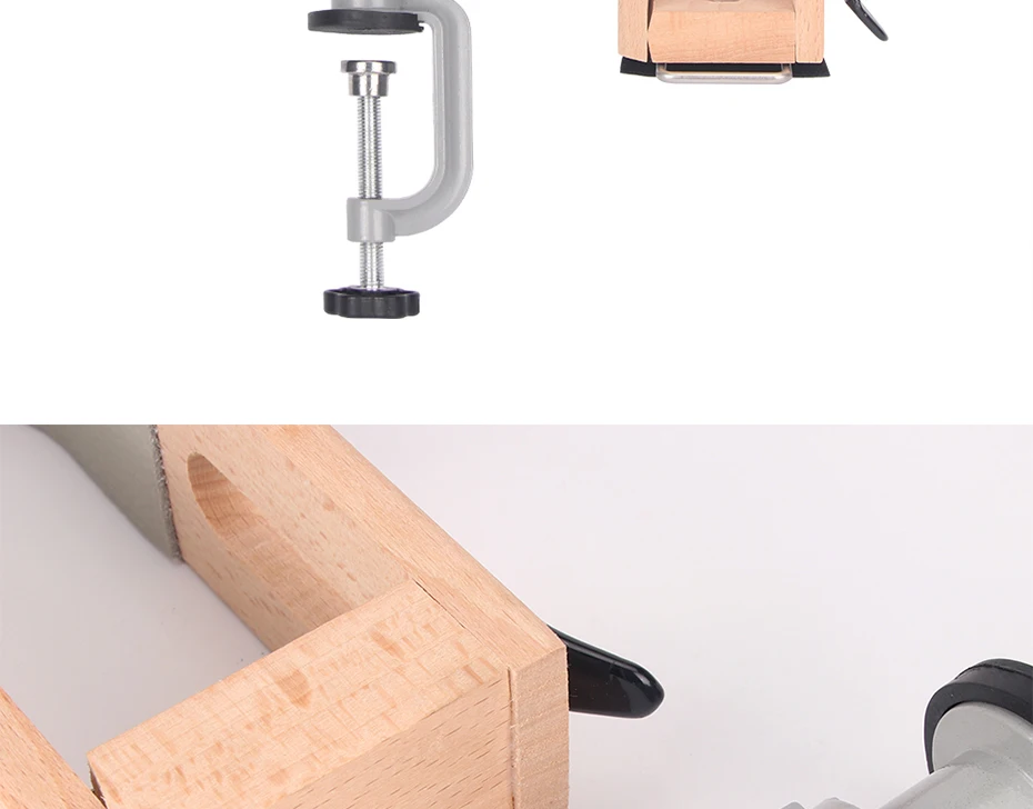 Description Picture 3 of itemQJH Leather Sewing Tools Rotating Hand Sewing Wooden Clips Tabletop 360 Rotary Hand-stitched Wooden Clamp Leather Crafts Tools