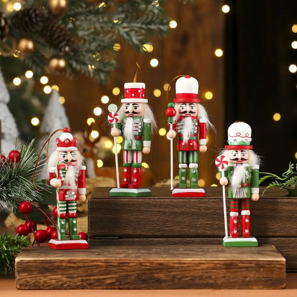 3/4/5Pcs Portable Figurines Nutcracker Puppet Painted Creative Soldier Puppet Pendant Colorful Nutcracker Doll Gifts
