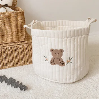 Borsa fasciatoio INS con ricamo orsetto, organizer per pannolini e giocattoli per neonati - Borsa per la maternità e il carrello portaoggetti per mamma
