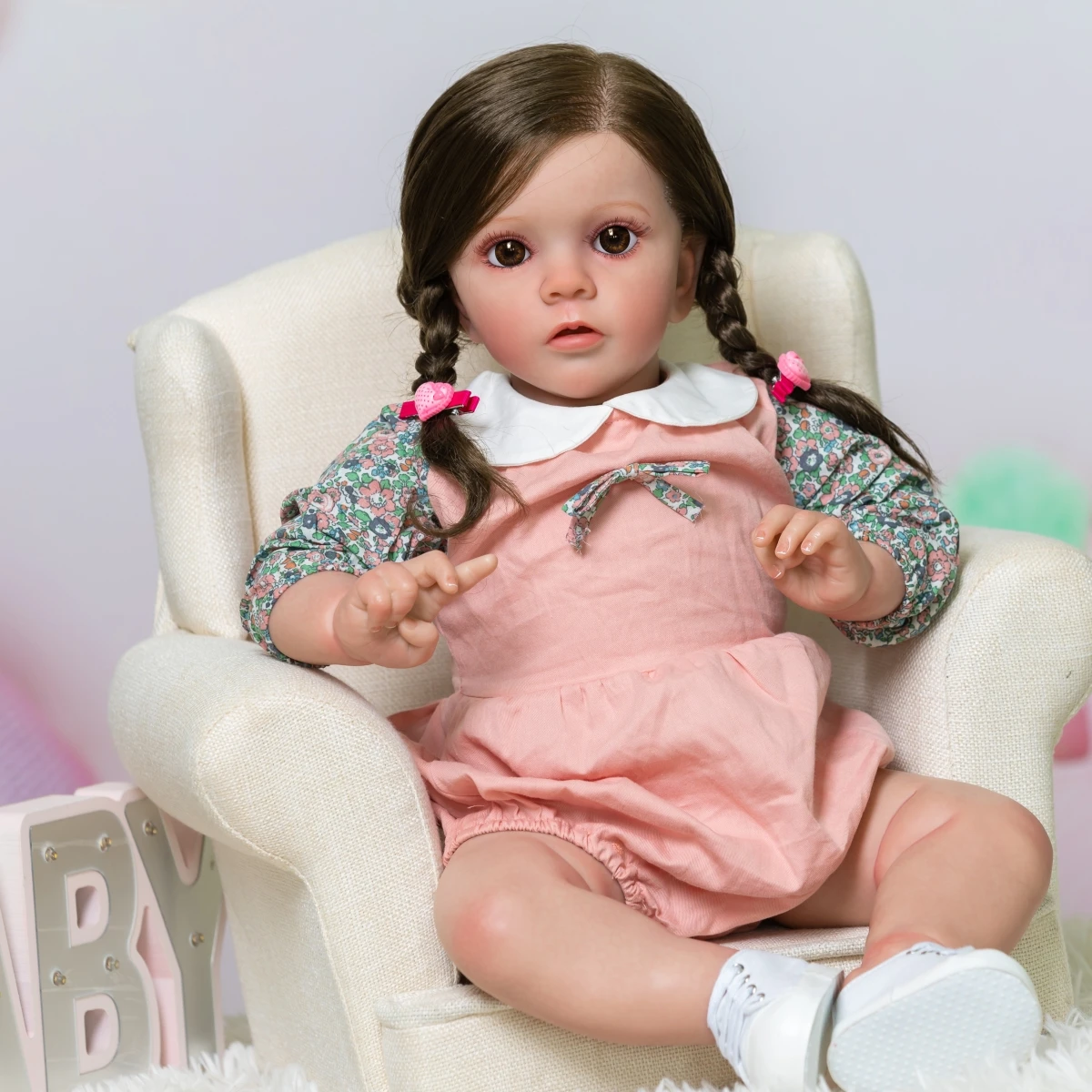 

60CM Soft Cloth Body Reborn Toddler Girl Missy Hand Detailed 3D Painting Visible Veins Rooted Hair High Quality Baby Dolls