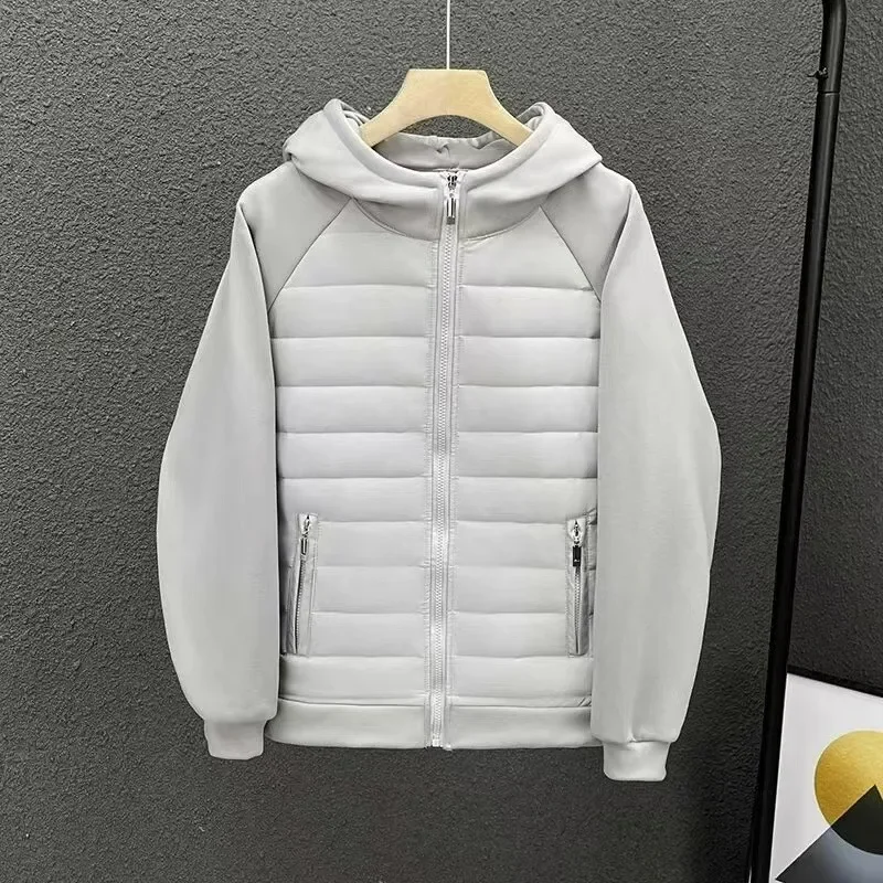 Cotton Jacket Hooded Solid Color Cotton Coat Jacket Grey Black Off-White Loose Fit Versatile Casual Unique Couple Style Jacket For Men