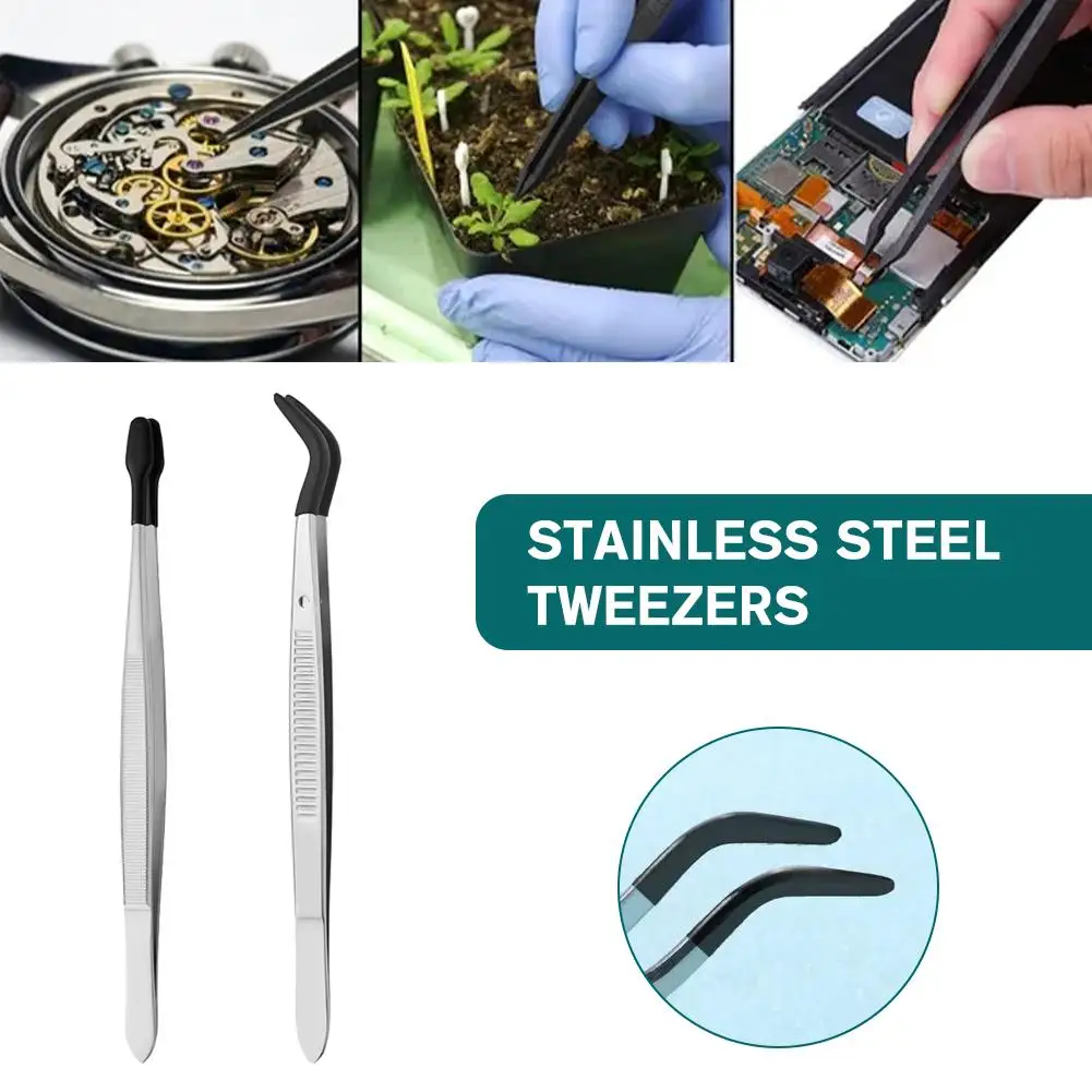 Tweezers Set 2 Pieces Rubber Tips For Jewelry Hobby Industrial Hobby Craft