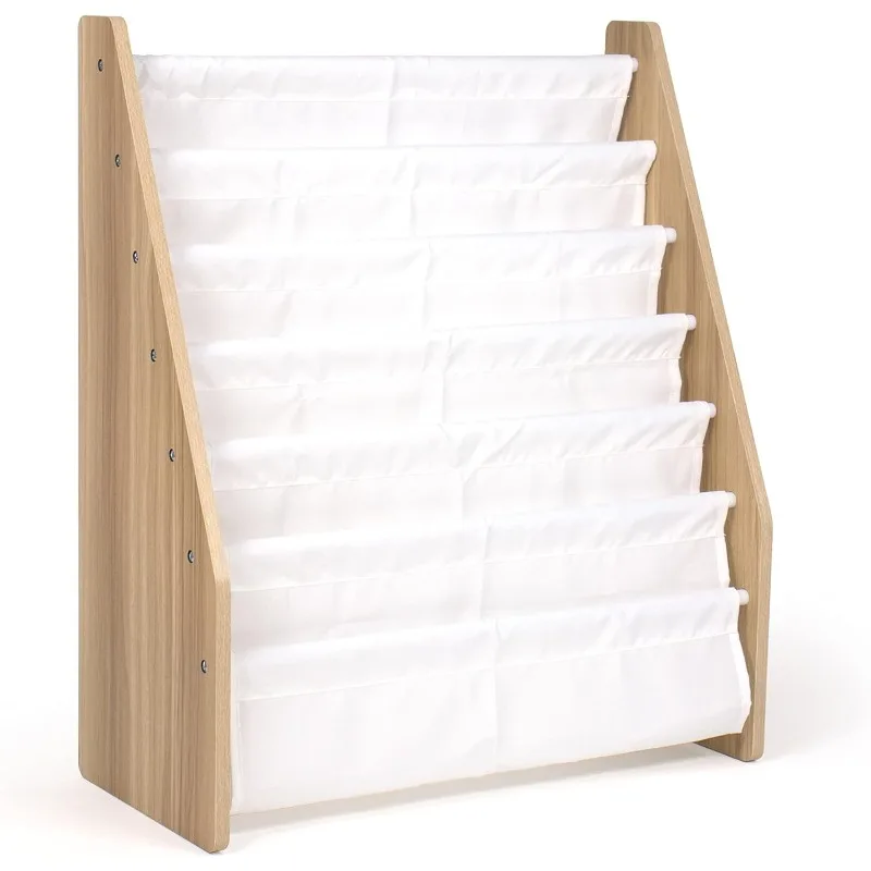 White/Natural Wood Super Size 6 Tier Kids Book Rack, book shelf furniture