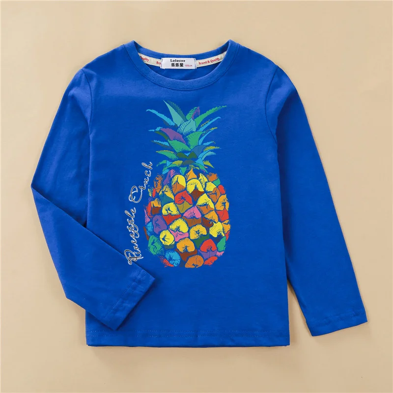 Aimi Lakana Kids Cotton T-Shirt Boys Long Sleeve Tops Pineapple Print Shirt Girls Spring Autumn Shirts 2